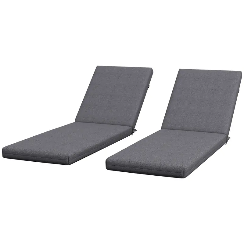 2-Piece Patio Chair Cushion Pillows Replacement, Back & Seat Cushions Set With Ties, Grey 1