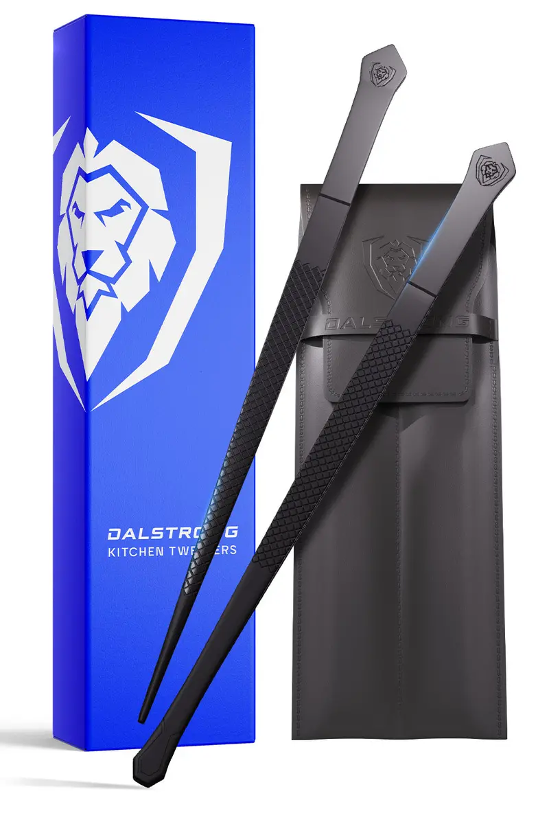 2 Piece Plating Tweezer Set | 10.5" Straight + 10.5" Straight Wide Tip | Professional Set | Dalstrong © 1