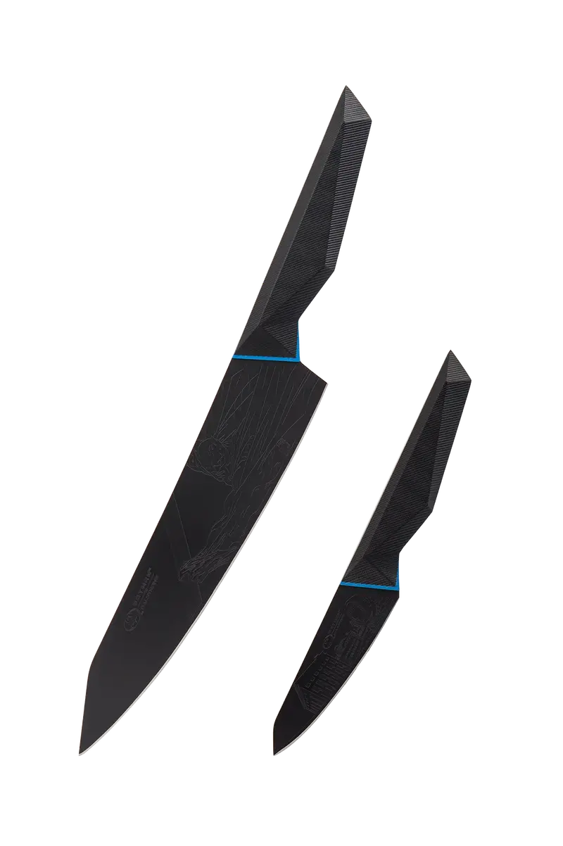 2 Piece Set | 8" Chef's Knife & 3.75" Paring Knife | Batman™ Edition | Shadow Black Series | Dalstrong © 2