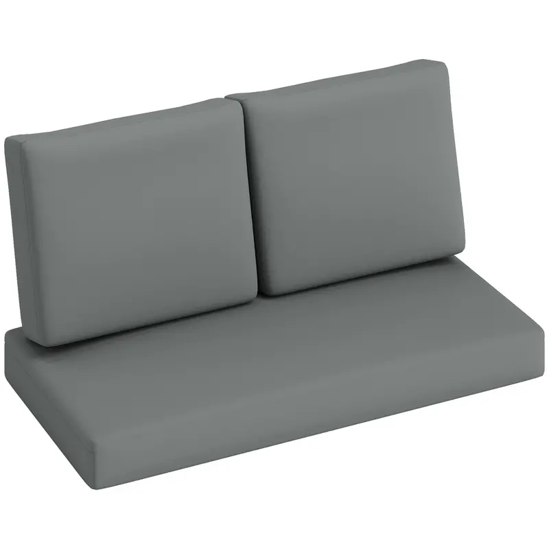 2 Seater 5" Fade-Resistant Replacement Patio Cushions With 7" Backrest, Light Grey 1