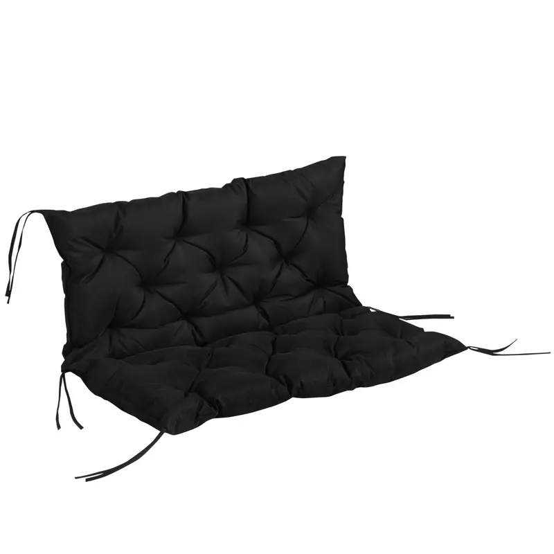 2-Seater Garden Bench Chair Cushion Mat Replacement With Backrest, 39.4" X 38.6", Black 1