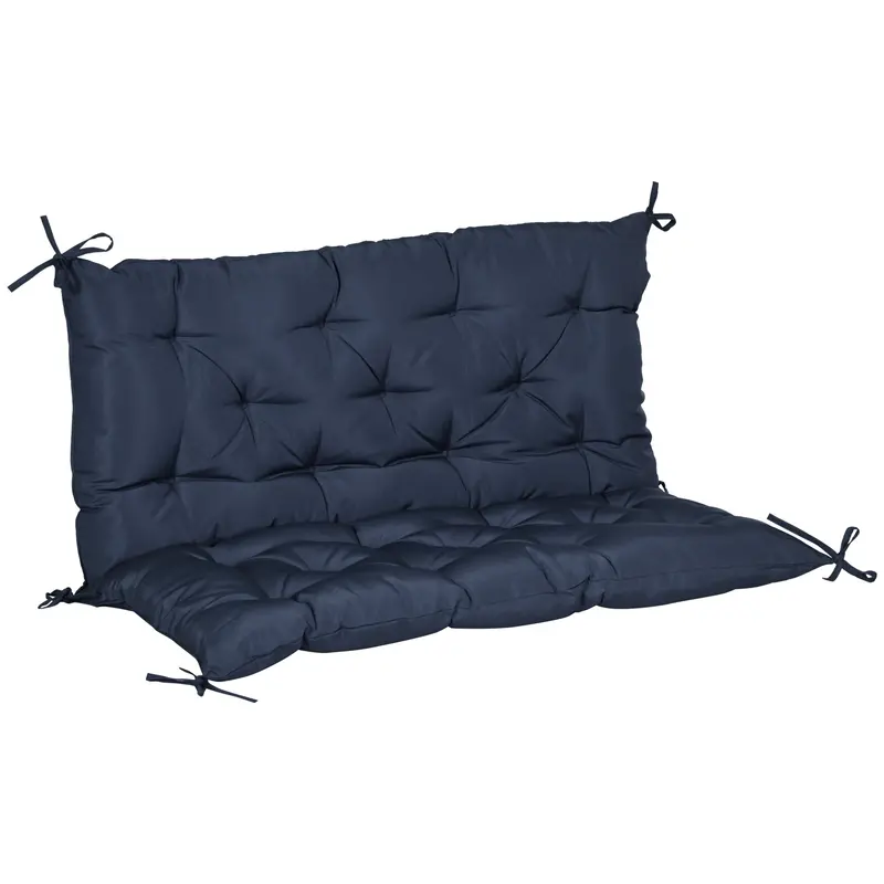 2-Seater Garden Bench Chair Cushion Mat Replacement With Backrest, 39.4" X 38.6", Dark Blue 1