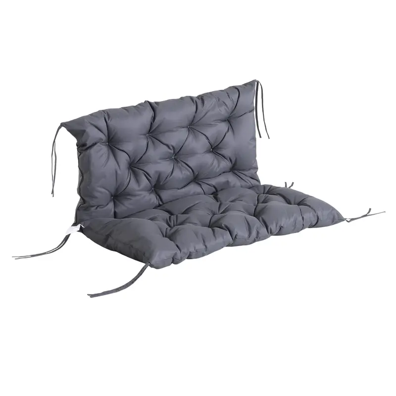 2-Seater Garden Bench Chair Cushion Mat Replacement With Backrest, 39.4" X 38.6", Dark Grey 1