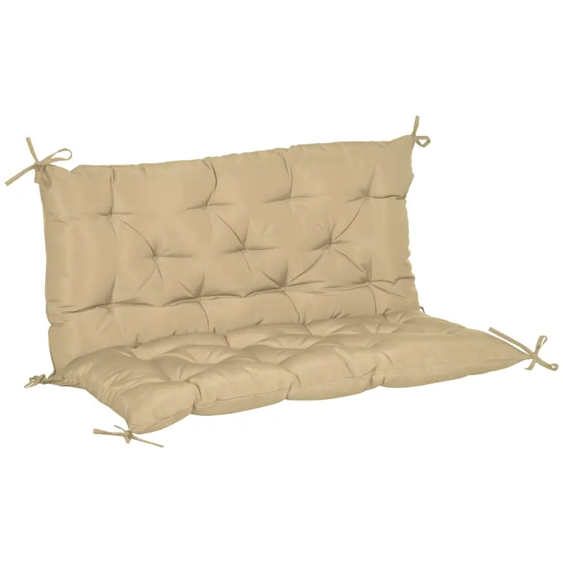 2-Seater Garden Bench Chair Cushion Mat Replacement With Backrest, 39.4" X 38.6",  Khaki 1