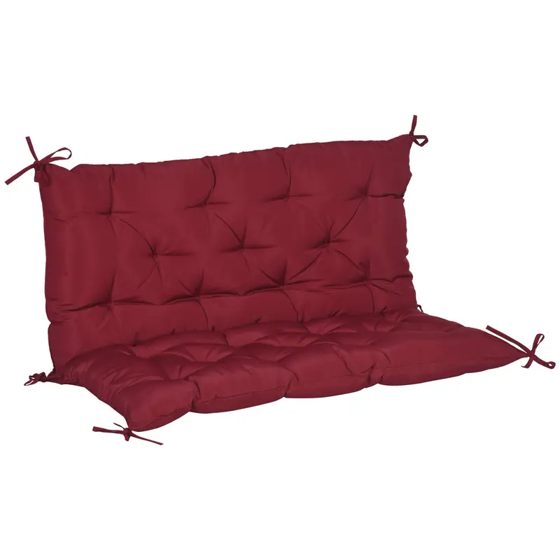 2-Seater Garden Bench Chair Cushion Mat Replacement With Backrest, 39.4" X 38.6", Wine Red 1