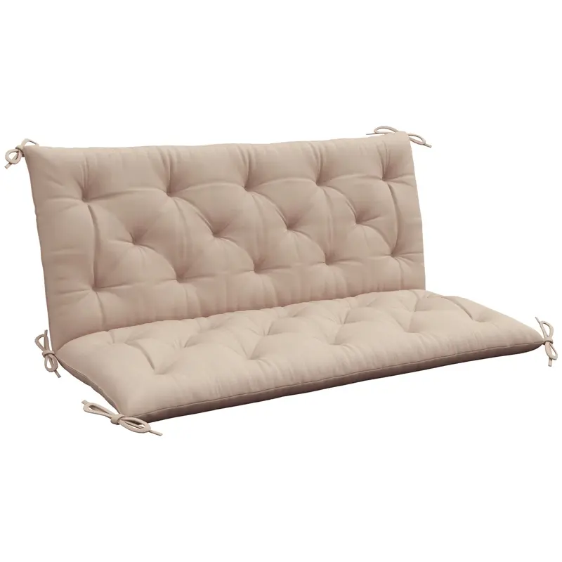 2 Seater Garden Bench Cushions, Non-Slip Soft Pad With Backrest, 47" X 43" X 5", Khaki 1