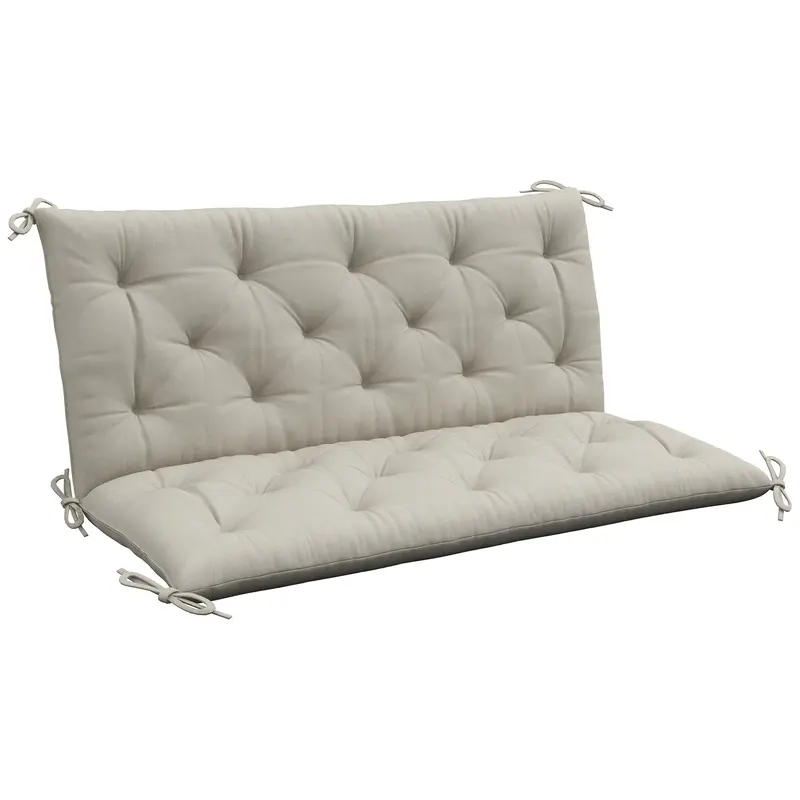 2 Seater Garden Bench Cushions, Non-Slip Soft Pad With Backrest, 47" X 43" X 5", Light Grey 1