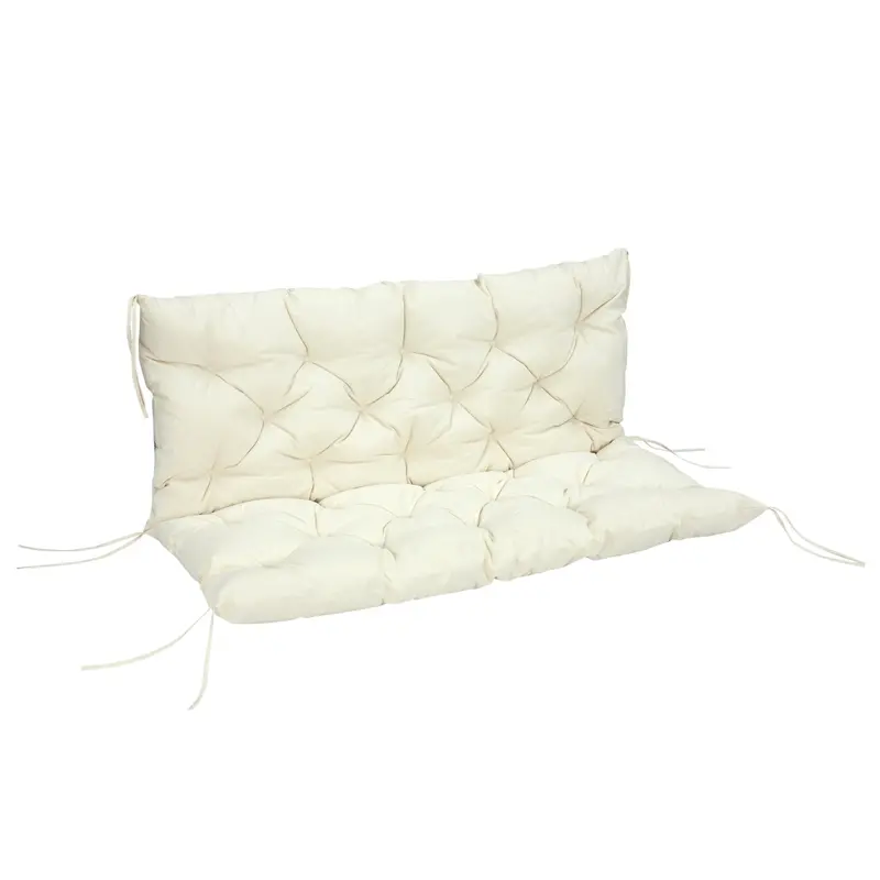 2 Seater Garden Bench Cushions, Non-Slip Soft Pad With Backrest, 52" X 43" X 4", Beige 1
