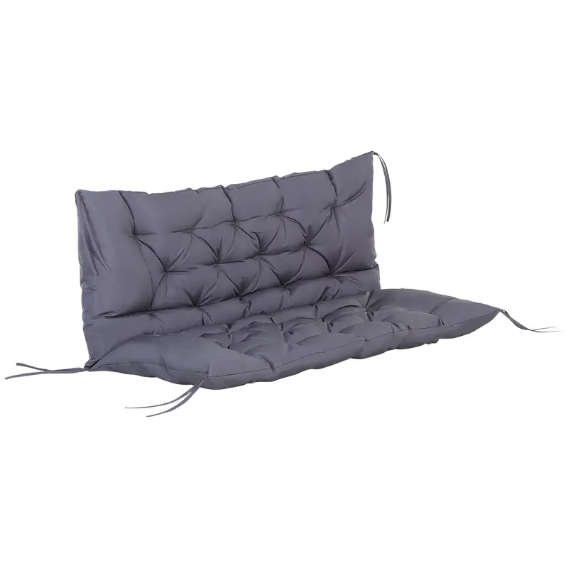 2 Seater Garden Bench Cushions, Non-Slip Soft Pad With Backrest, 52" X 43" X 4", Dark Grey 1