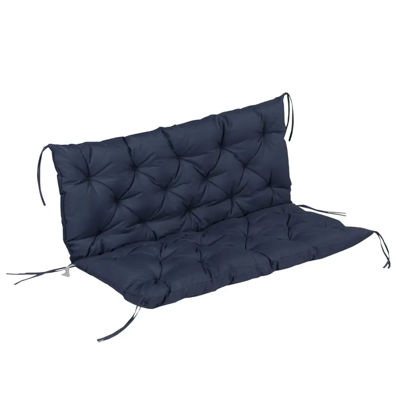 2 Seater Garden Bench Cushions, Non-Slip Soft Pad With Backrest, 52" X 43" X 4", Navy Blue 1