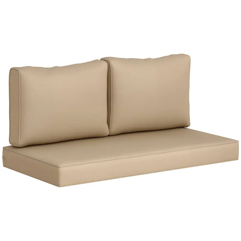2 Seater Outdoor Seat Cushions With Backrest, Beige 1