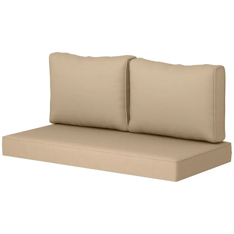 2 Seater Outdoor Seat Cushions With Backrest, Beige 2