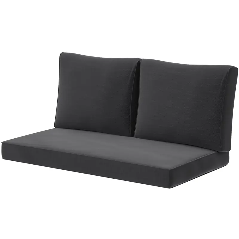 2 Seater Outdoor Seat Cushions With Backrest, Black 2