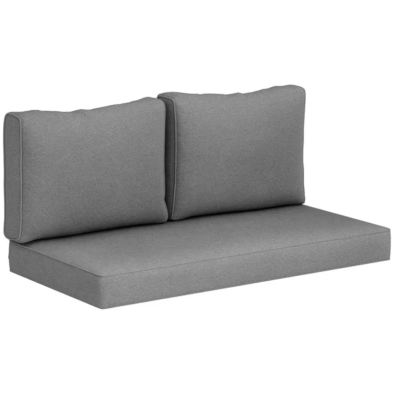 2 Seater Outdoor Seat Cushions With Backrest, Grey 1