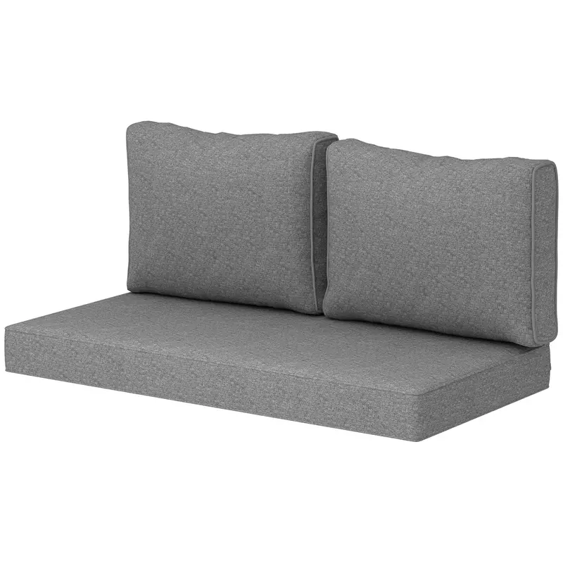 2 Seater Outdoor Seat Cushions With Backrest, Grey 2
