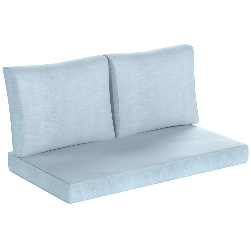 2 Seater Outdoor Seat Cushions With Backrest, Light Blue 1