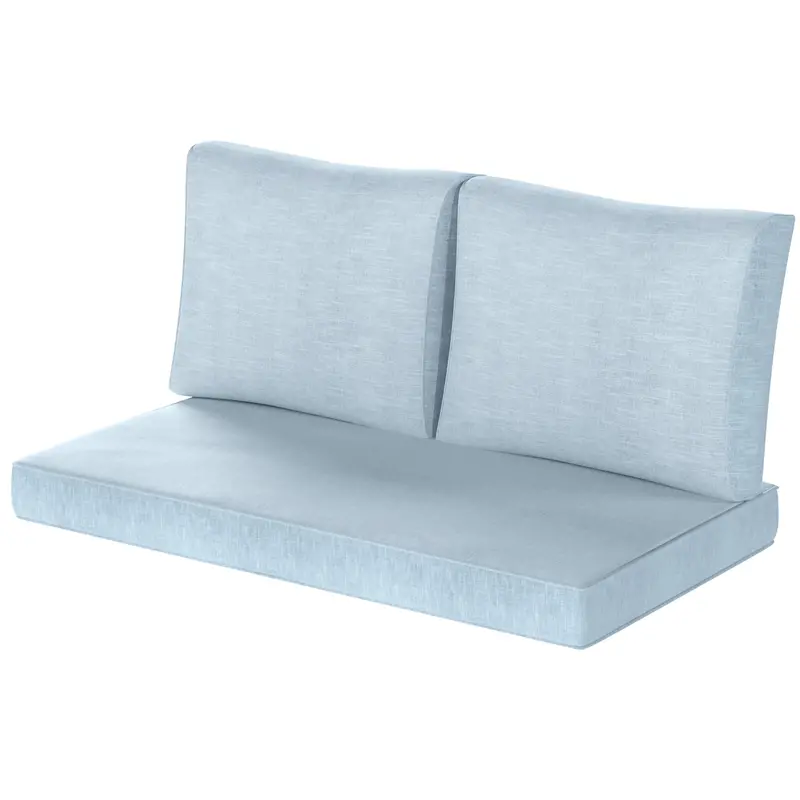2 Seater Outdoor Seat Cushions With Backrest, Light Blue 2