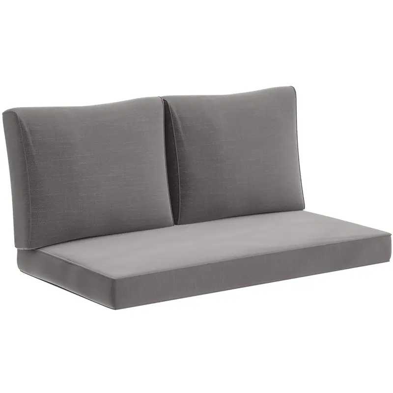 2 Seater Outdoor Seat Cushions With Backrest, Light Grey 1