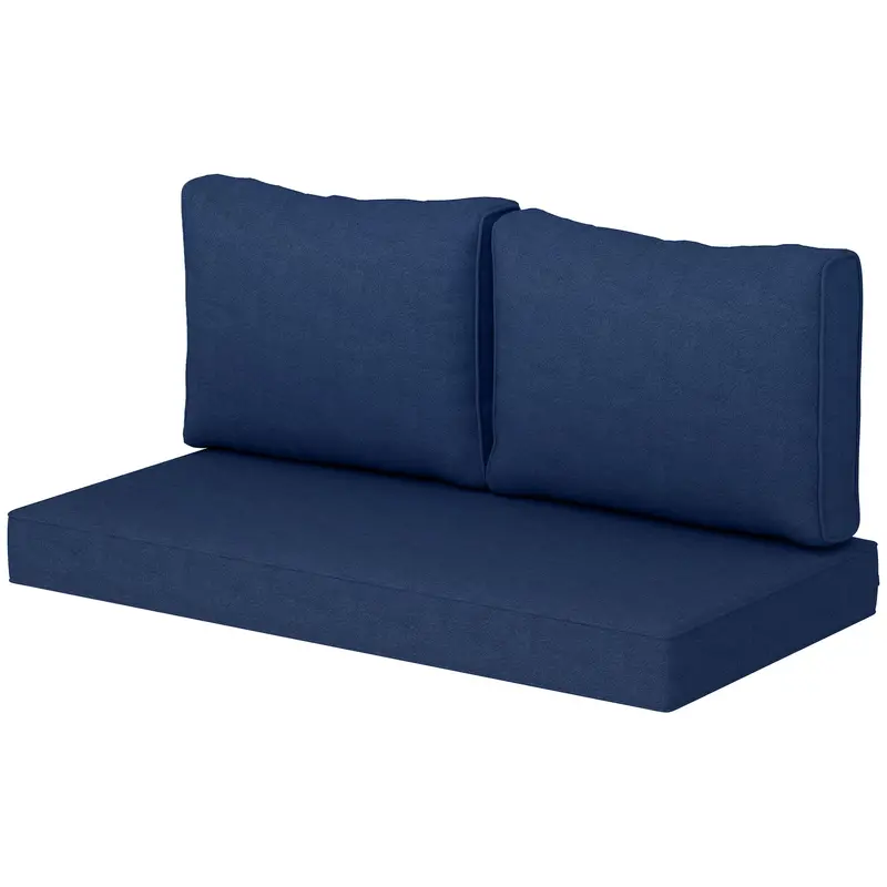 2 Seater Outdoor Seat Cushions With Backrest, Navy Blue 2