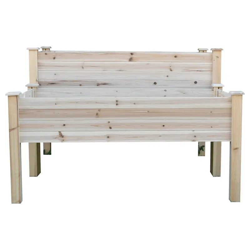 2-Tier Wooden Raised Garden Bed With 2 Compartments, Natural 2