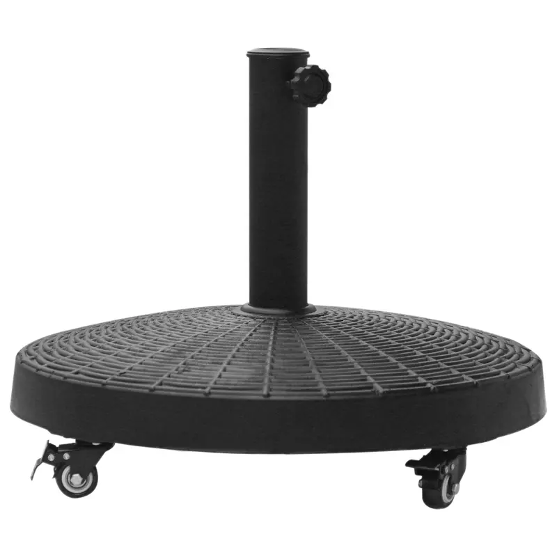 20.5" 50Lb Round Resin Umbrella Base With Braked Wheels, Black 1