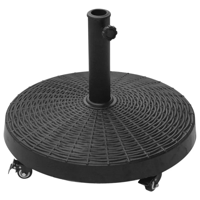 20.5" 50Lb Round Resin Umbrella Base With Braked Wheels, Black 2
