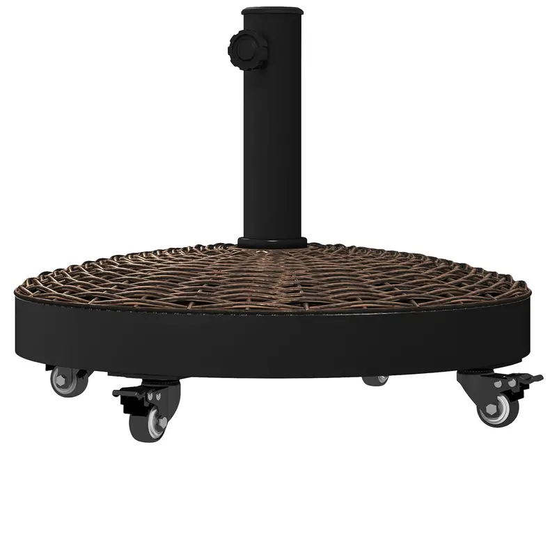 20.5" 50Lb Round Resin Umbrella Base With Braked Wheels, Bronze 1