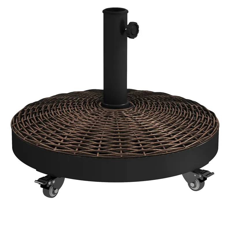 20.5" 50Lb Round Resin Umbrella Base With Braked Wheels, Bronze 2