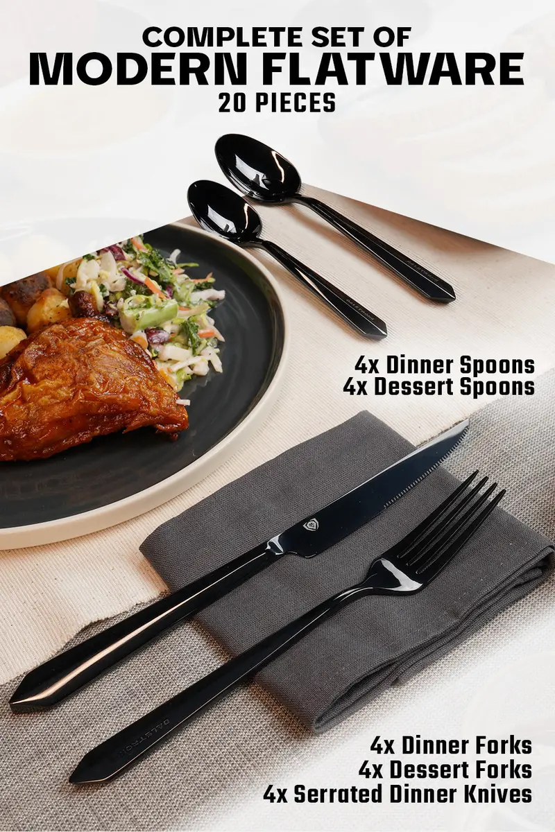 20-Piece Flatware Cutlery Set | Black Stainless Steel | Service For 4 | Dalstrong © 2