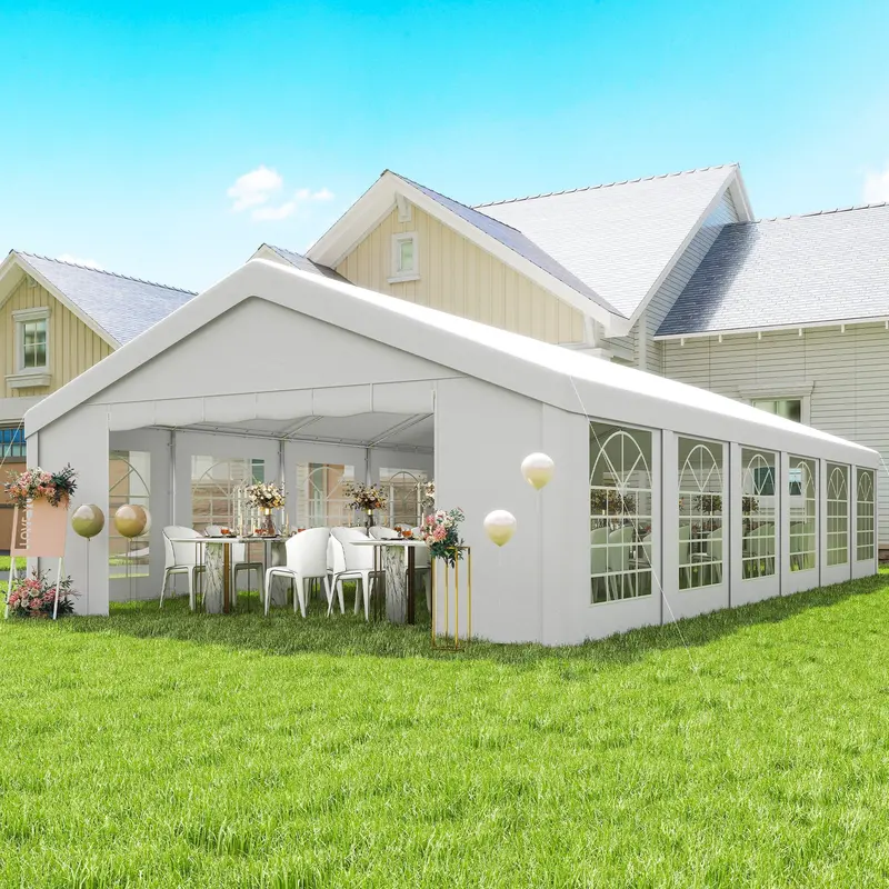 20' X 40' Heavy Duty Party Tent And Carport With 12 Sidewalls, White 2