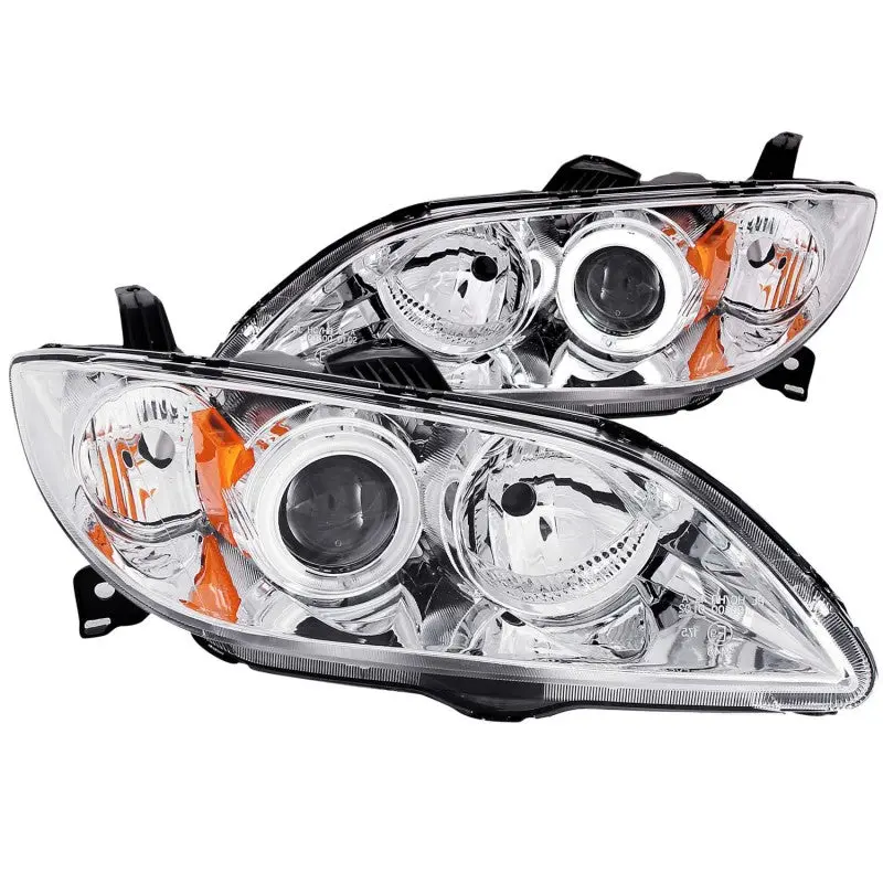 2004-2008 Mazda 3, 4Dr Projector Headlights Chrome W/ Rx Halo 1