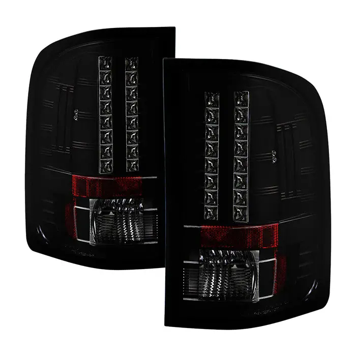 2007-2013 Chevy Silverado 1500 / 2007-2014 2500Hd/3500Hd / 2007-2014 Gmc Sierra 3500Hd Dually Models ( Does Not Fit Model With Reverse Bulb 921 ) Led Tail Lights - Black Smoke 1