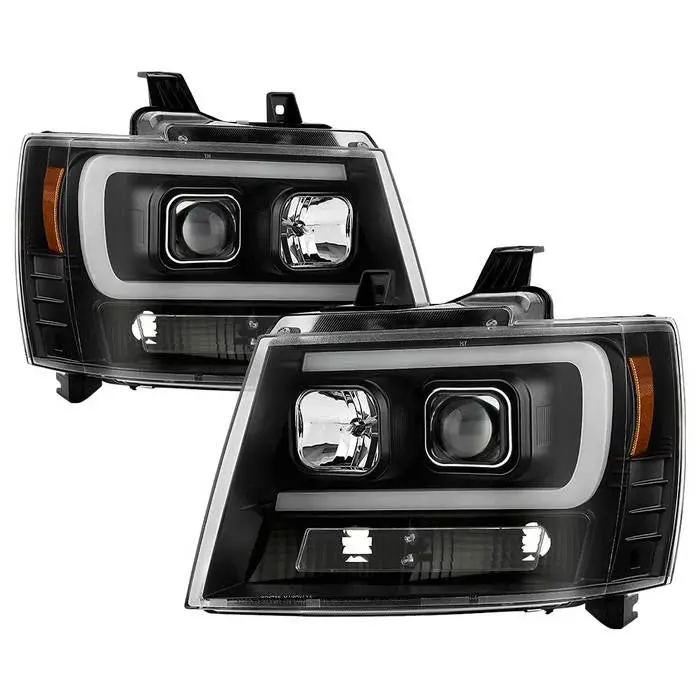 2007-2014 Chevy Suburban 1500/2500 / 2007-2014 Chevy Tahoe / 2007-2014 Avalanche ( Led Low Beam ) Headlights - Low Beam: Led - High Beam: H1 (Included) - Signal: - Black 1