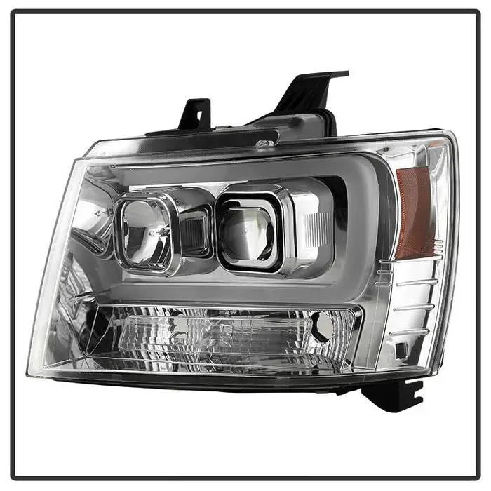 2007-2014 Chevy Suburban 1500/2500 / 2007-2014 Chevy Tahoe / 2007-2014 Avalanche Version 2 Projector Headlights - High H1 (Included) - Low H7 (Included) Light Bar Drl - Chrome 2