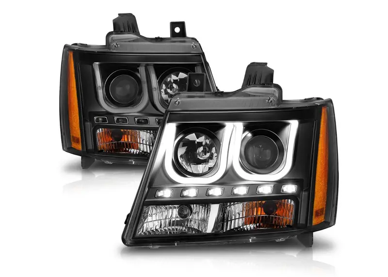 2007-2014 Chevy Tahoe/ Suburban / 2007-2013 Avalanche Projector U-Bar Headlights Black 1