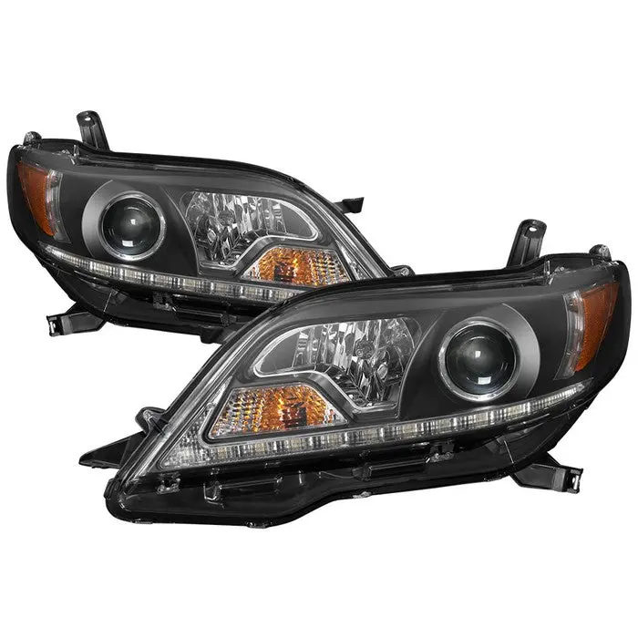 2011-2014 Toyota Sienna (Se And Xe Models Only) / 2015-2017 (Xle Models Only) Projector Headlights - Halogen Model Only ( Not Compatible With Xenon/Hid Model ) - Drl Led - Black 1
