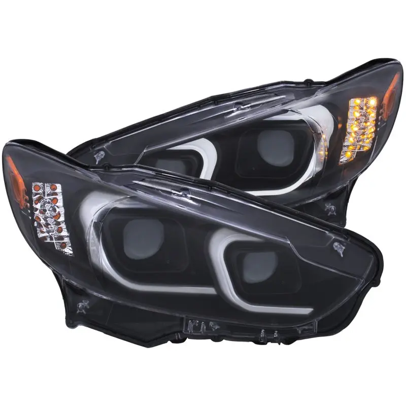 2014-2014 Mazda 6 Projector Led Plank Style Headlights Black W/ Amber 1