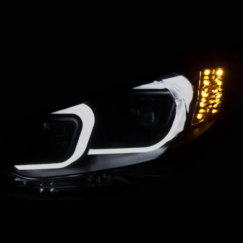 2014-2014 Mazda 6 Projector Led Plank Style Headlights Black W/ Amber 2