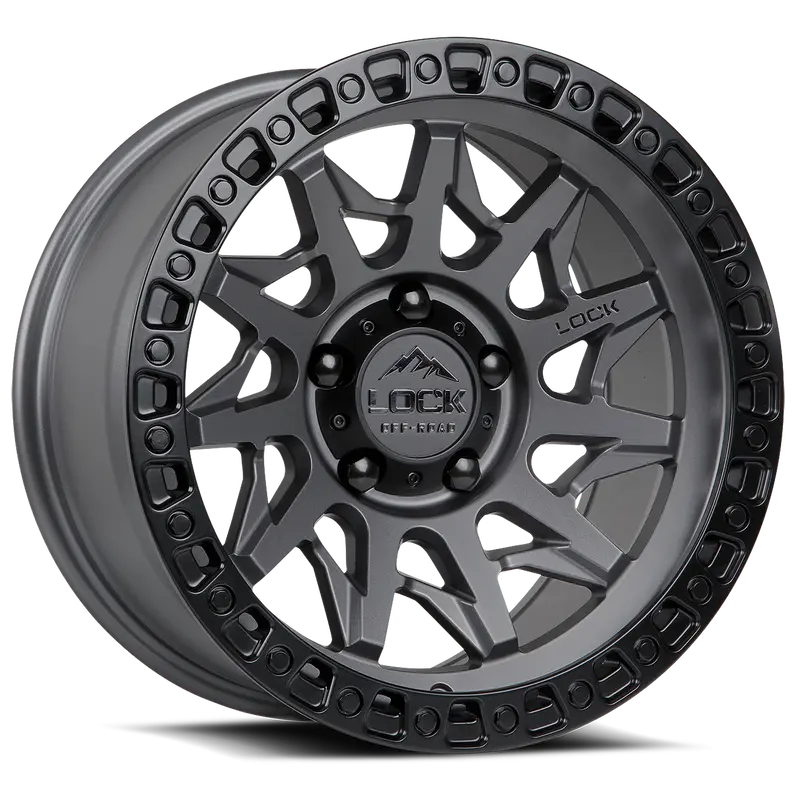 20X10 Lock Off-Road Lunatic Matte Grey W/ Matte Black Ring 1