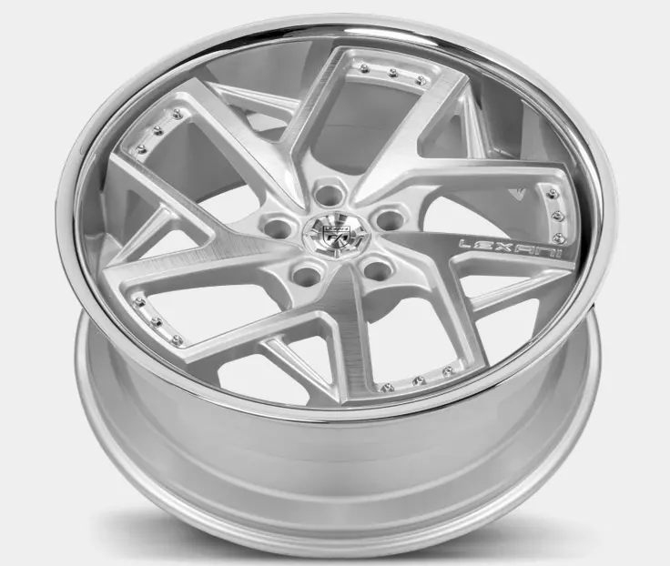 20X9.0 / 20X10.5 Lexani Devoe 5X112 Silver & Machined With Stainless Steel Lip 2