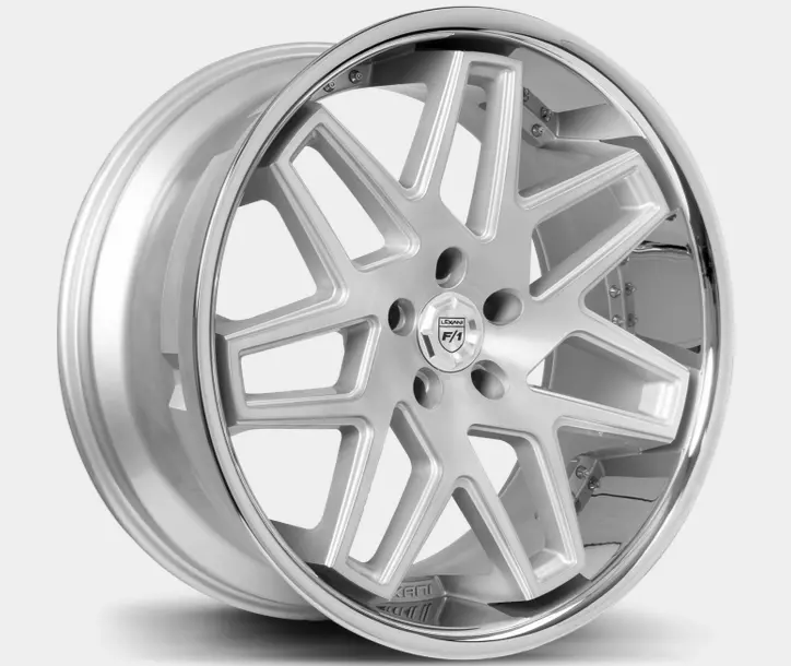 20X9.0 / 20X10.5 Lexani Nova 5X112 Silver & Machined With Stainless Steel Lip 1