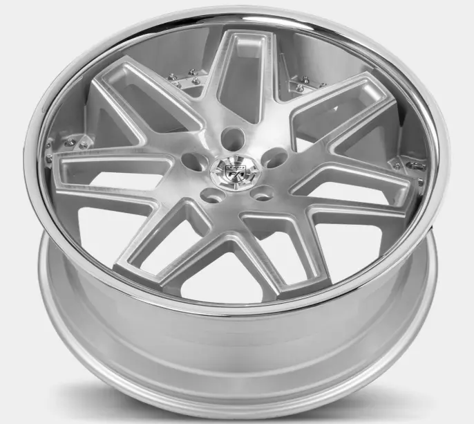 20X9.0 / 20X10.5 Lexani Nova 5X112 Silver & Machined With Stainless Steel Lip 2