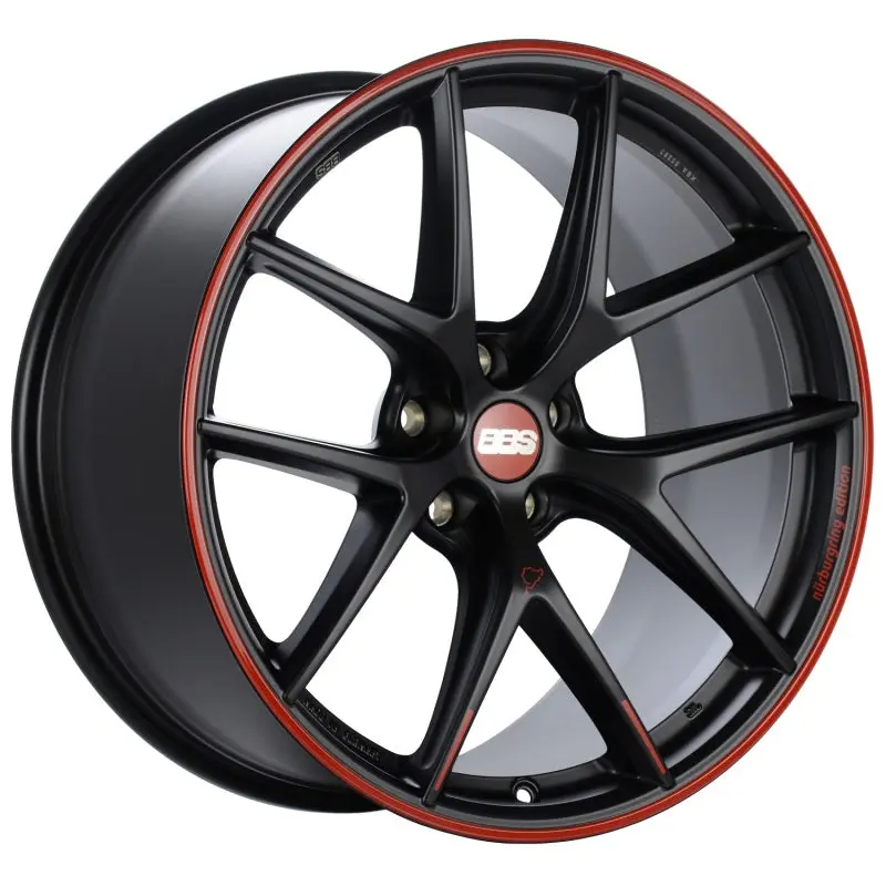 20X9.5 Bbs Ci-R 5X120 Et25 Satin Black With A Red Outer Lip Ring Wheel 1