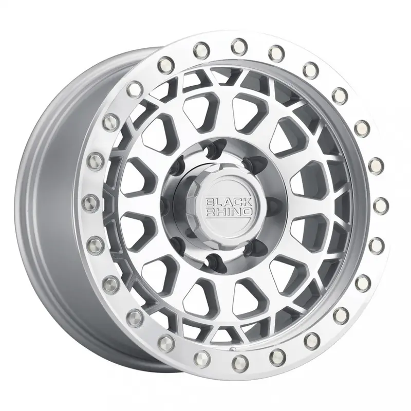 20X9.5 Black Rhino Primm Silver W/Mirror Face & Machined Ring 1