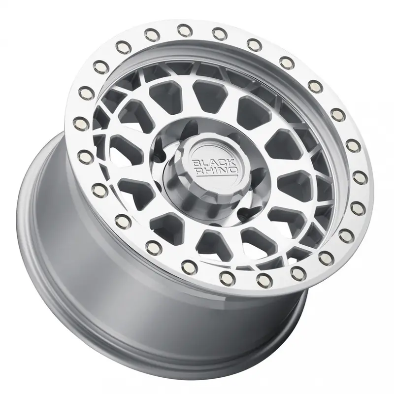 20X9.5 Black Rhino Primm Silver W/Mirror Face & Machined Ring 2