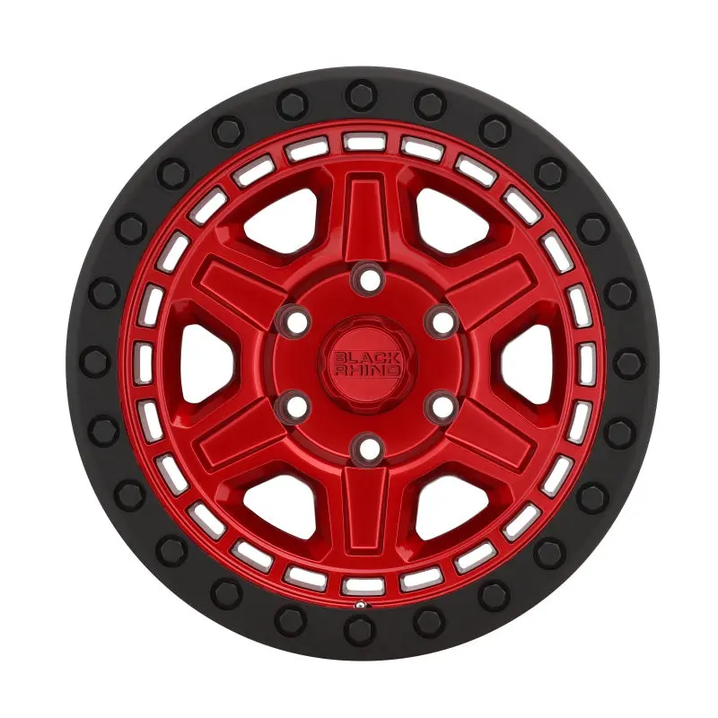 20X9.5 Black Rhino Reno 5X127 Et00 Cb 71.6 Candy Red W/Black Lip Edge & Black Bolts Wheel 2