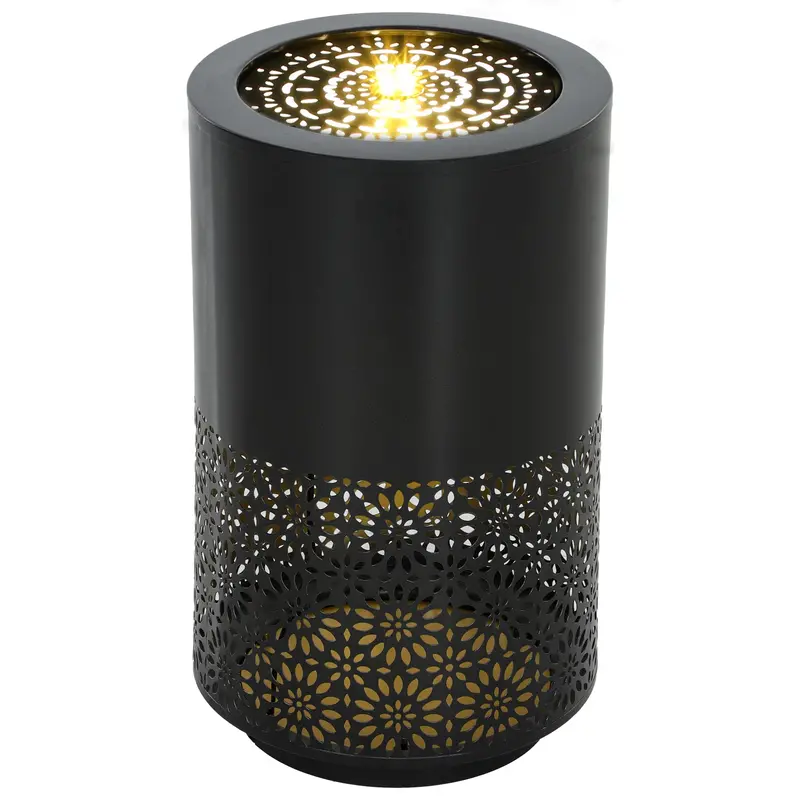 21" Tall Outdoor Water Fountain With Led Lights, Adjustable Flow For Patio Porch, Black 1