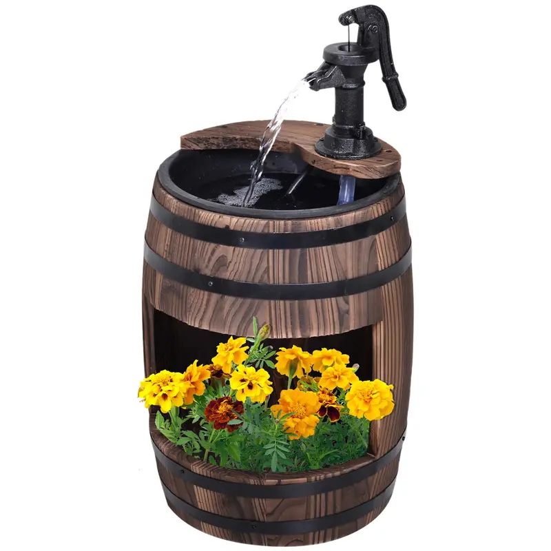 23" Wooden Fountain, 2 Tiers Electrical Waterfall W/ Ul Certified 3600R/Min Speed Pump 1