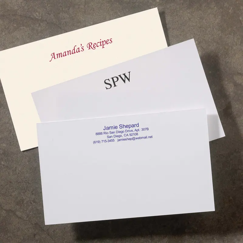 250 Personalized 3 X 5 Cards, Horizontal Plain 1