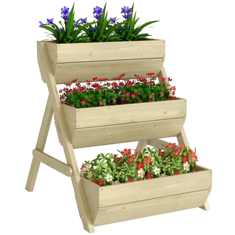 26" X 30" X 30" 3-Tier Wooden Raised Garden Bed, Light Green 2